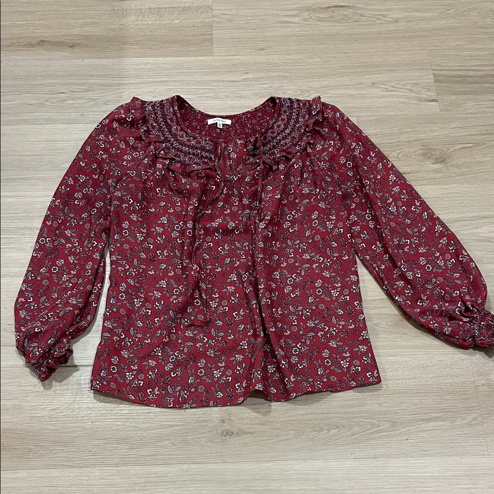 Max Studio Burgundy Floral Blouse
